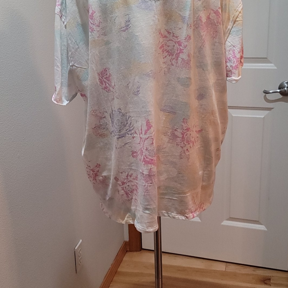 WE THE FREE TIE DYE FREE PEOPLE FLORAL T SHIRT SHORT SLEEVE OVERSIZED TOP SZ M - Picture 11 of 15